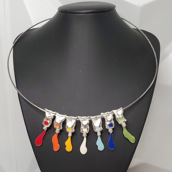 ARMAN FERNANDEZ Sculpture Artisian Paint Tube Necklace - Picture 3 of 8